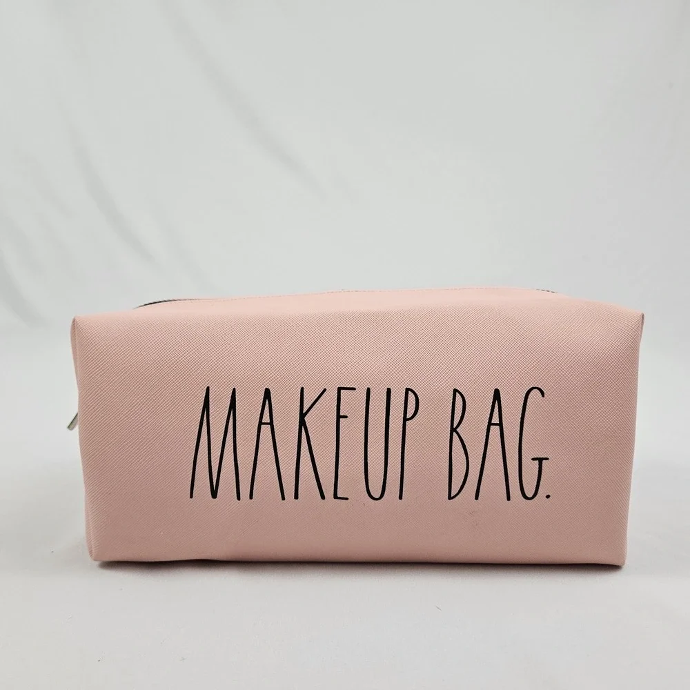 New Rae Dunn Pink Cosmetic Makeup Bag 10x5x4.5